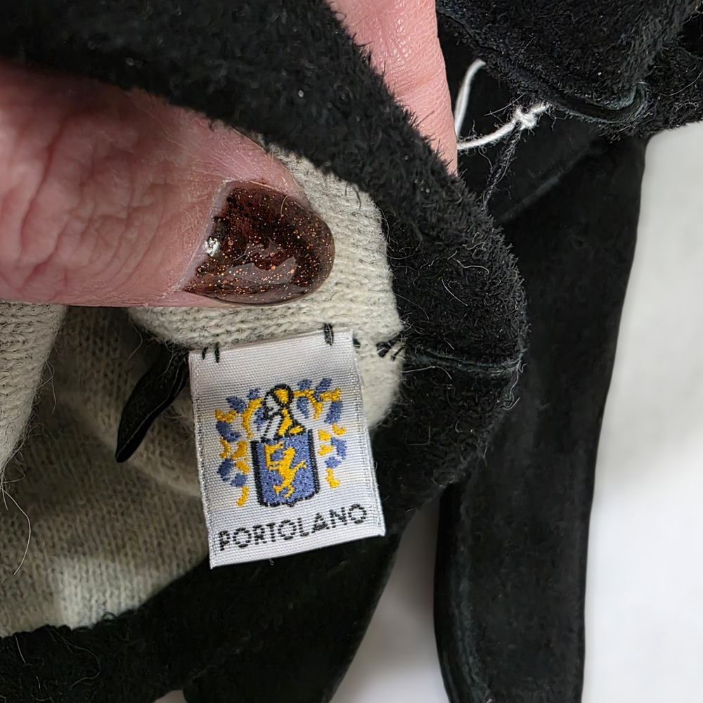 NWT‎ Portolano Goatskin Leather & Lambs Wool Gloves Womens Black Large Lined - Picture 5 of 10
